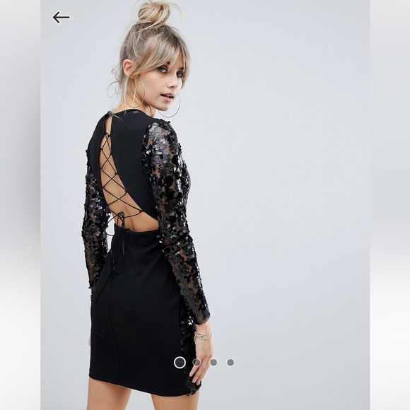 BOOHOO Black Sequin Mini Dress - Picture 2 of 6